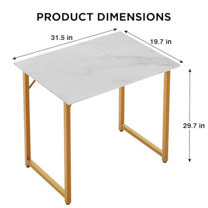 32 Inch Computer Desk, Modern Simple Style Desk for Home Office, Study Student Writing Desk Metal Frame Gaming Desk - color: Brown, size: 32 Inch