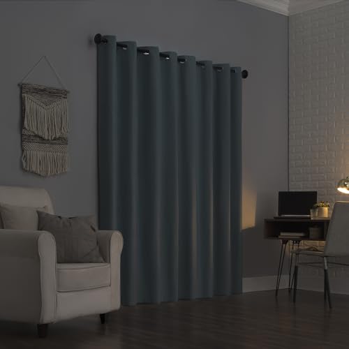Sun Zero Columbia 2-Pack Thermal Energy Saving 100% Blackout Grommet Curtain Panel Pair, 50" x 95", Misty Blue - color: Mineral Blue, size: 50"W x 95"L (Pack of 2)