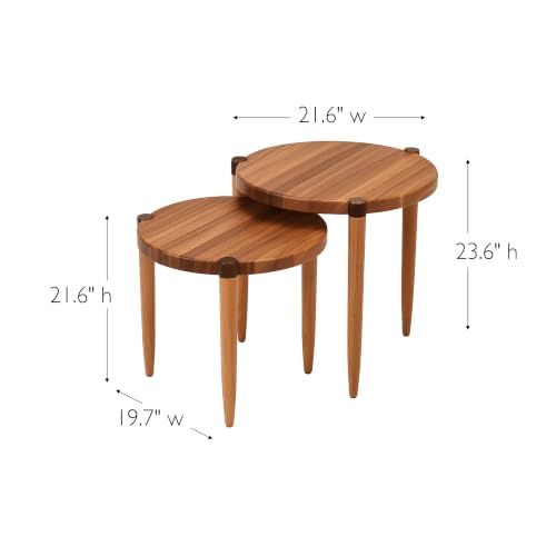 Leick Home Redonda Bay Round End Table, Natural Jequitiba | , Freestanding, Contemporary/Modern, Wood, 2-Pack, Furniture, 228361-NAT - color: Natural Jequitiba