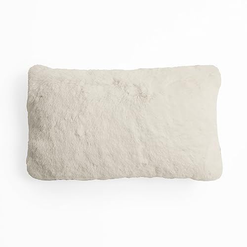 UnHide Squish Lumbar Pillow, Extra Soft Faux Fur Rectangular Shaped Pillow | 100% Polyester Fill, Machine Washable, Perfect for Living Room, Bedroom, or Guest Room, 10” x 18”, Snow White - color: Snow White, size: 10" x 18"