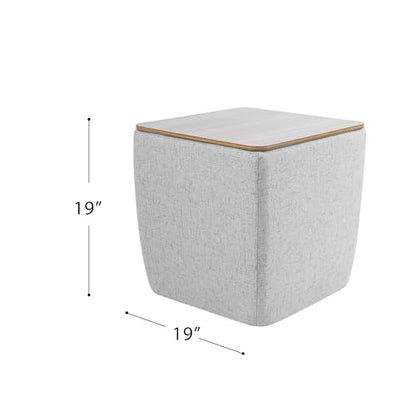 HomePop 19" Storage Ottoman with Wood Top - Gray Woven - color: Gray Woven