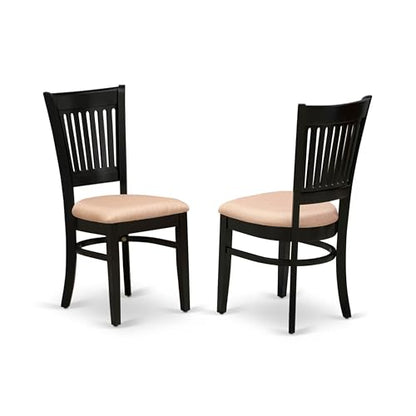 East West Furniture DLVA5-BLK-C 5 Piece Dining Table Set for 4 Includes a Round Kitchen Table with Dropleaf and 4 Linen Fabric Upholstered Dinette Chairs, 42x42 Inch, Black - color: Dlva5-blk-c