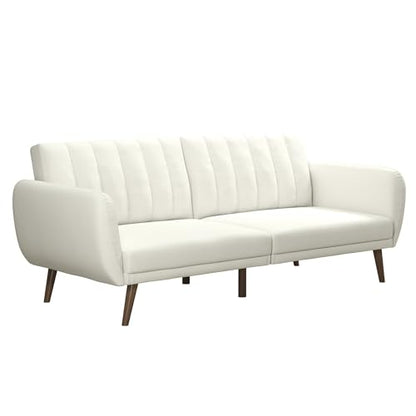 Novogratz Brittany Futon, Convertible Sofa & Couch,White Faux Leather - color: White Faux Leather
