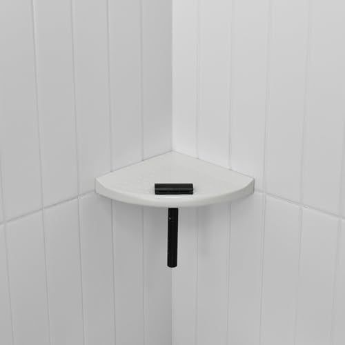 5" Corner Shower Footrest, Retrofit Shaving Shelf for Inside Shower, Bathroom Storage Corner Caddy Organizer, Metro Flatback, White Polished - color: Bright White Polished