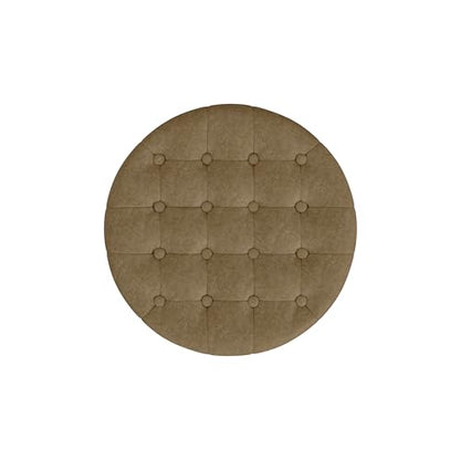 HomePop 19" Velvet Button Tufted Round Storage Ottoman - Mocha Velvet - color: Mocha Velvet