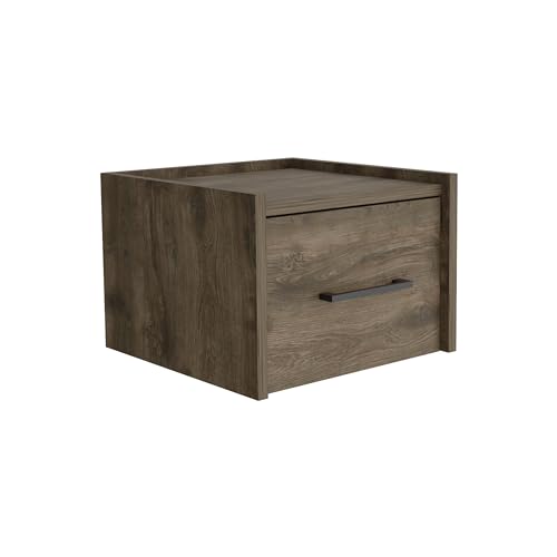 Tuhome Boa Floating Nightstand, Wall-Mounted Bedside Table with 1 Drawer, 13.8" W x 9.8" H Engineered Wood Small Night Stand for Bedroom, White - color: Dark Brown