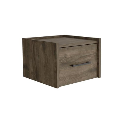 Boa Floating Nightstand with Handle, Dark Brown Wall-Mounted End Table and Side Table, Single Drawer Design for Efficient Bedroom Storage
