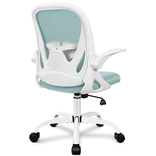 Office Chair Ergonomic Desk Chair with Adjustable Lumbar Support and Height, Swivel Breathable Desk Mesh Computer Chair with Flip up Armrests for Conference Room（Light Blue） - color: Light Blue