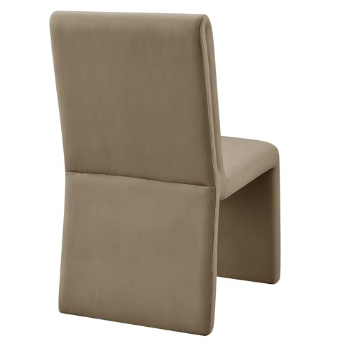 Modway Emory Upholstered Dining Side Chair in Taupe - Single Armless Slipper Chair - Padded Performance Velvet Accent for Dining Room, Kitchen - color: Taupe