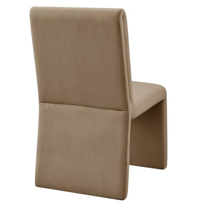 Modway Emory Upholstered Dining Side Chair in Taupe - Single Armless Slipper Chair - Padded Performance Velvet Accent for Dining Room, Kitchen - color: Taupe