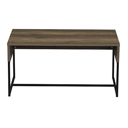 Household Essentials Ashwood Grain Coffee Table with Black Iron Base - color: Ashwood, style: Coffee Table