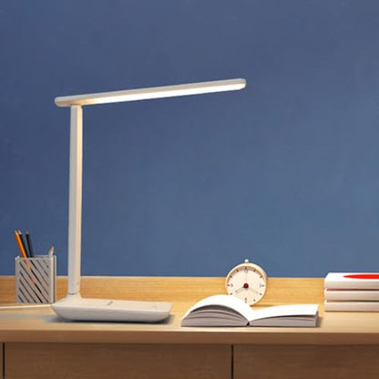 Eye Caring Table Lamp, 180 Adjustable Rotating Foldable Desk Lamp with USB C Charging Port, 5 Color Temperatures 5 Dimming Levels (White) - color: White