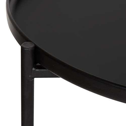 Kate and Laurel Ulani Set of 2 Nested Round Metal End Tables, Black - color: Black