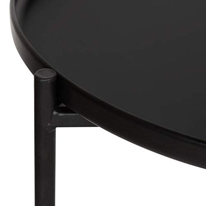 Kate and Laurel Ulani Set of 2 Nested Round Metal End Tables, Black - color: Black