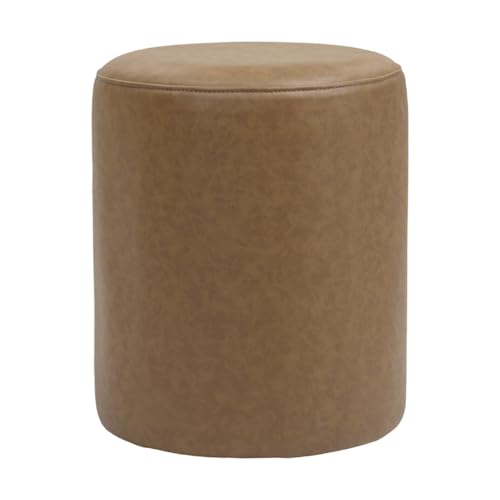 Modern Round Ottoman with Soft Padded Seat, Multifunctional Vanity Stool for Makeup, Upholstered Footrest Stool Ottoman Foot Stool for Living Room, Bedroom - color: Camel Brown