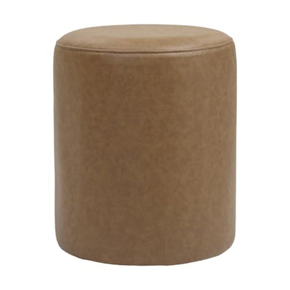 Modern Round Ottoman with Soft Padded Seat, Multifunctional Vanity Stool for Makeup, Upholstered Footrest Stool Ottoman Foot Stool for Living Room, Bedroom - color: Camel Brown