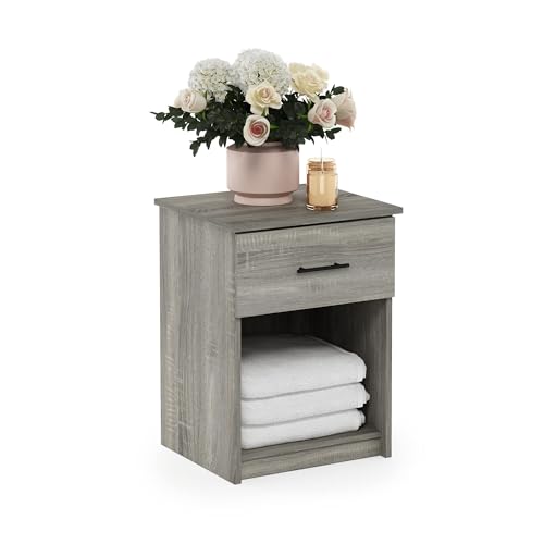 Furinno Tidur Nightstand, French Oak Grey - color: French Oak Grey, style: 1-Pack Handle