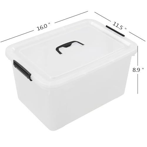 4-Pack 17.5 Quart Clear Storage Box, Plastic Storage Bins with Lids | Stackable Plastic Storage Boxes, Clear Organizer Totes for Closet, Pantry, Garage, Durable Latching Lids - size: 17.5 quart