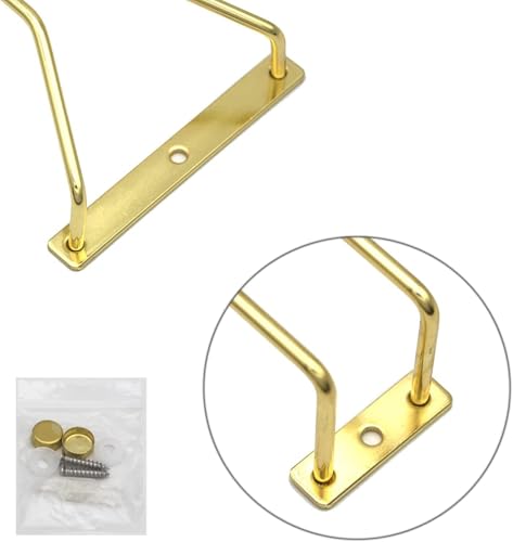 10.8 Inch Gold Wine Glass Rack, Under Cabinet Wine Glass Holder, Wine Glass Hangers Under Shelf, Stemware Rack, Hanging Stemware Holder for Cabinet Kitchen Bar, Set of 2 - color: Gold, size: 10.8 Inch 2 Pack