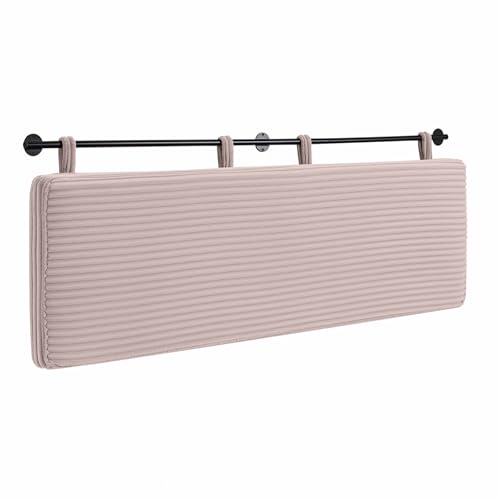 Queen Headboard Only, Wall Mounted Hanging Upholstered Bed Head Board | Modern Vertical Channel Design of Fine Flannel, Elegant Pink Fluted Headboard for Bedroom (Pink, Queen Size) - color: Flannel/Pink, size: Queen