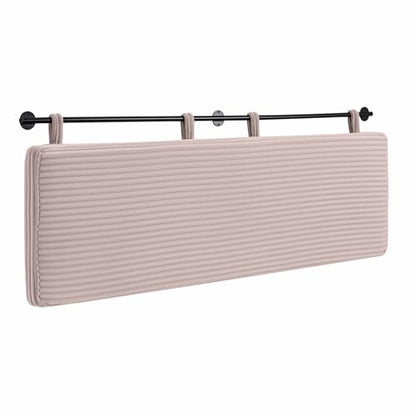 Queen Headboard Only, Wall Mounted Hanging Upholstered Bed Head Board | Modern Vertical Channel Design of Fine Flannel, Elegant Pink Fluted Headboard for Bedroom (Pink, Queen Size) - color: Flannel/Pink, size: Queen
