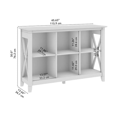 Bush Home 6 Cube Bookcase, Modern Farmhouse Organizer with Open Shelving and Cubbies, Storage for Living Room or Home Office, Key West Collection, Pure White Oak