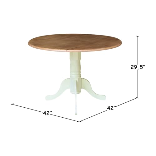 IC International Concepts 42" Round Dual Drop Leaf Pedestal Dining Table - color: Hickory/Shell