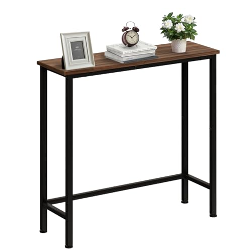 Narrow Console Table, 29.5" Small Entryway Table, Thin Hallway Tables, Slim Sofa Side Tables for Hallway, Living Room, Bedroom, Foyer, Wood-Grained Brown - color: Wood-grained Brown