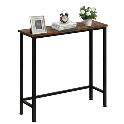 Narrow Console Table, 29.5" Small Entryway Table, Thin Hallway Tables, Slim Sofa Side Tables for Hallway, Living Room, Bedroom, Foyer, Wood-Grained Brown - color: Wood-grained Brown