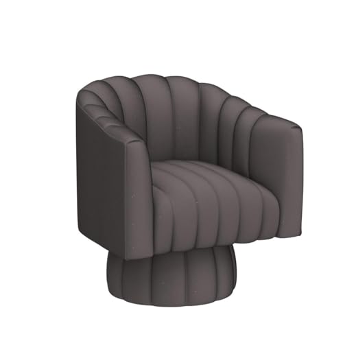 Dewhut Swivel Accent Chair, Barrel Accent Chair, Velvet, Gray | Velvet Upholstered Round Arm Chair with 360° Swivel Base, Mid Century Modern Living Room Chair, Easy Setup - color: Grey