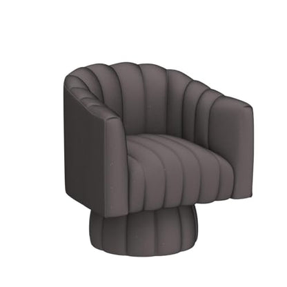Dewhut Swivel Accent Chair, Barrel Accent Chair, Velvet, Gray | Velvet Upholstered Round Arm Chair with 360° Swivel Base, Mid Century Modern Living Room Chair, Easy Setup - color: Grey