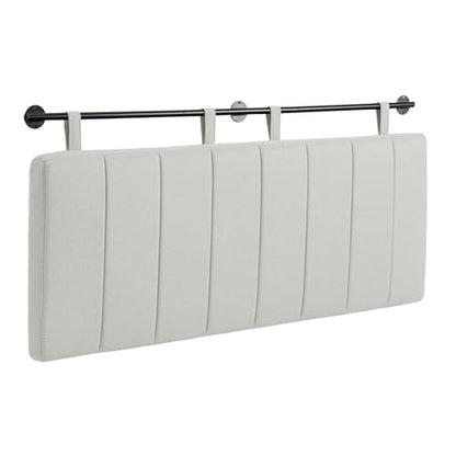 Queen Headboard Only, Wall Mounted Hanging Upholstered Bed Head Board | Modern Vertical Channel Design of Fine Linen, Elegant Light Yellow Fluted Headboard for Bedroom (Light Yellow, Queen Size ) - color: Linen/Light Yellow, size: Queen