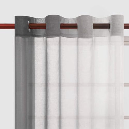 DWCN Ombre Grey Faux Linen Sheer Curtains - Semi Voile Gradient Grommet Top Curtains for Bedroom and Living Room, 52 x 96 Inches Long, Set of 2 Window Curtain Panels - color: Grey, size: 52"W x 96"L (Pack of 2)