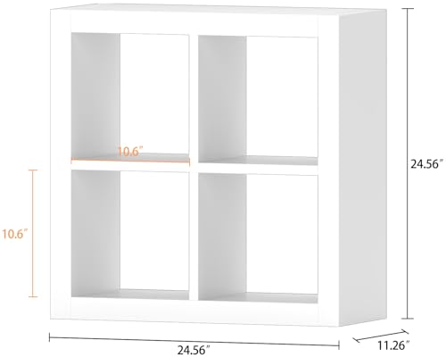 furtble 4-Cube Storage Organizer Bookshelf, 2-Pack Modern Wood Open Bookcase, Multifunctional Display Shelf for Living Room, Bedroom, Home Office, White - color: White, size: 4 cube