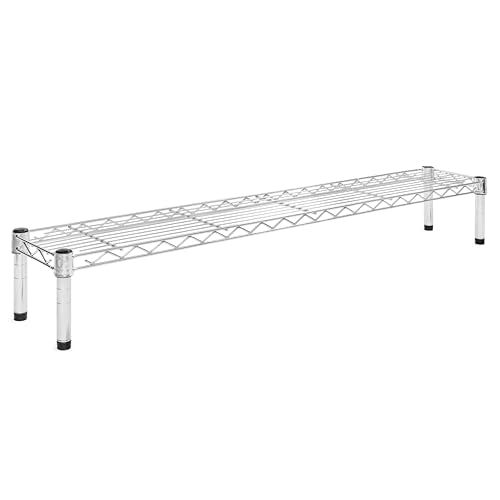 Shelving Inc. 8" d x 48" w Chrome Wire Shelving with 1 Tier Shelf | Weight Capacity 800lbs Per Shelf, Durable Kitchen and Garage Storage Shelves, Adjustable Shelf Organizer Storage Rack - size: 8" d x 48" w x 6" h