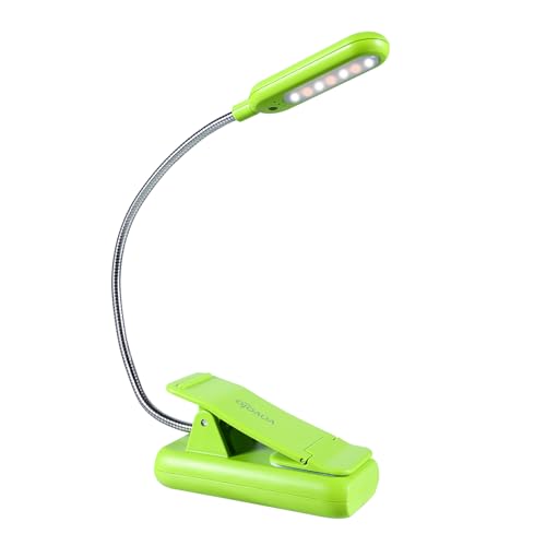 VAVOFO Rechargeable Book Light for Reading in Bed Kids, 7 LED Reading Light with 9-Level Warm Cool White Daylight, Eye Care Lamp with Power Indicator for Bookworms (Neon Green) - color: Neon Green