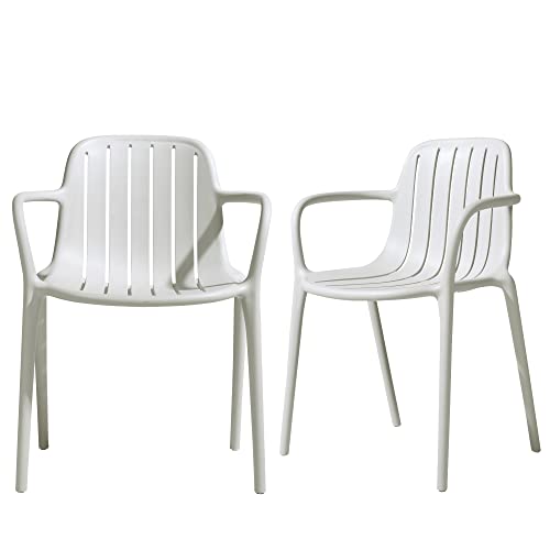 LESHI Dining Chair with Armrests Backrest Plastic Chairs Bar Breathable Design Simple Art Style for DiningRoom Bedroom Living Room Patio Indoor Outdoor(Set of 2, Grey) - color: A-grey, size: 2 Pack-With Armrests