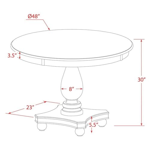 FE2-0N-TP Ferris Modern Dining Table - a Round Kitchen Table Top with Pedestal Base, 48x48 Inch, Sandblasting Antique Walnut - color: Sandblasting Antique Walnut, size: 48x48 Inch