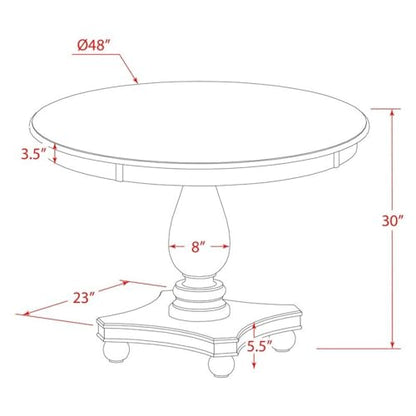 FE2-0N-TP Ferris Modern Dining Table - a Round Kitchen Table Top with Pedestal Base, 48x48 Inch, Sandblasting Antique Walnut - color: Sandblasting Antique Walnut, size: 48x48 Inch