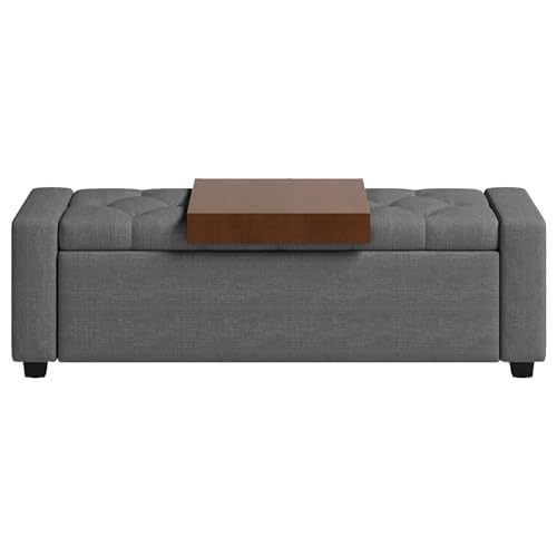 Upholstered Ottoman with Storage Bench (Charcoal) - color: Charcoal