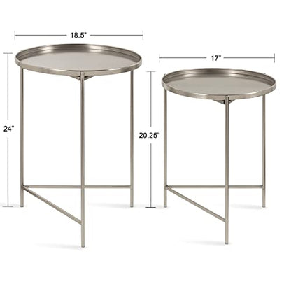 Kate and Laurel Ulani Modern Nesting Side Table; Set of 2; Silver; Sophisticated End Tables for Storage and Display - color: Silver