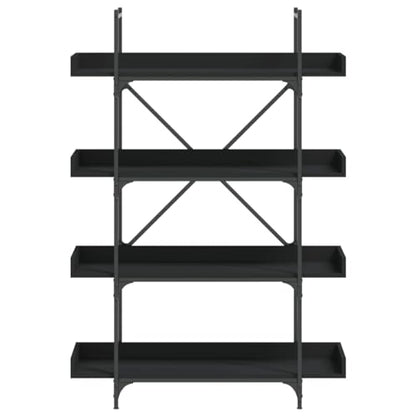 4-Tier Industrial Bookcase, 39.4 inch Metal Frame Bookshelf with Engineered Wood Shelves, Open Storage Book Rack for Living Room, Office, Black - color: Black 15