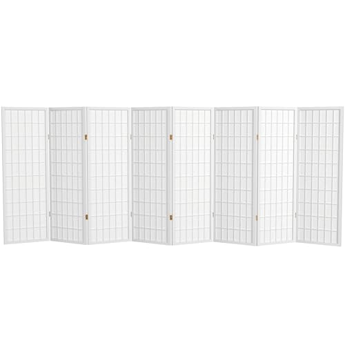 4 ft. Short Window Pane Shoji Screen - White - 8 Panels - color: White, size: 8 Panels
