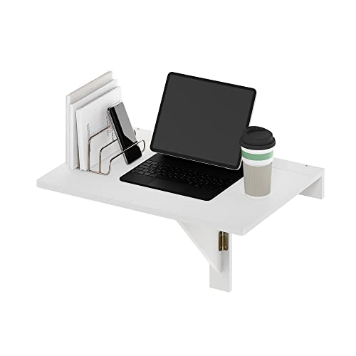 Furinno Hermite Wall Mounting Folding Table, White - color: White