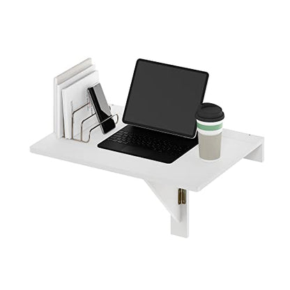 Furinno Hermite Wall Mounting Folding Table, White - color: White