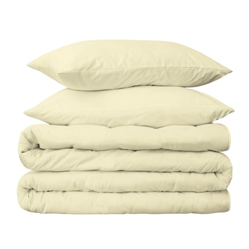 Peru Pima 415 Thread Count Percal Twin/Twin XL Duvet Cover Set - 100% Peruvian Pima Cotton, 2 Piece (1 Cover, 1 Pillowcase) - Cooling, Crisp, Hotel Quality Bedding - Ivory - color: Ivory, size: Twin/Twin XL