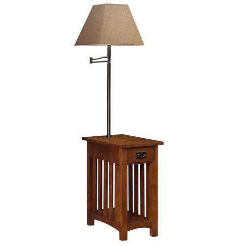 Leick Home Mission End Table, 12", Medium Oak - color: Medium Oak / Blackened