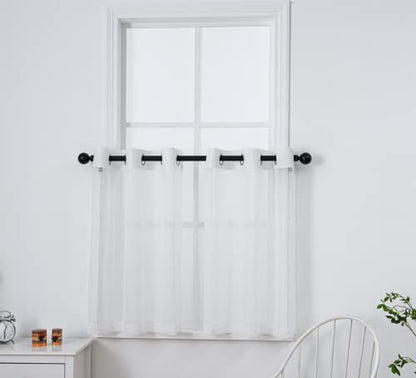 PI White Sheer Tier Curtains 36 Inches Length with Ring Top,Small Polyester Café Curtains for Kitchen/Bathroom/Farmhouse/Basement 2 Panels(W42 X L36,Optical White) - color: Optical White, size: 42"W x 36"L (Pack of 2)