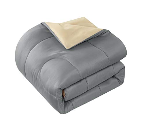 Idea Nuova Casa 7-Piece Solid Reversible Comforter Set with Bonus Sheets, Dark Gray, Queen, 86"x86" - color: Dark Gray, size: Queen