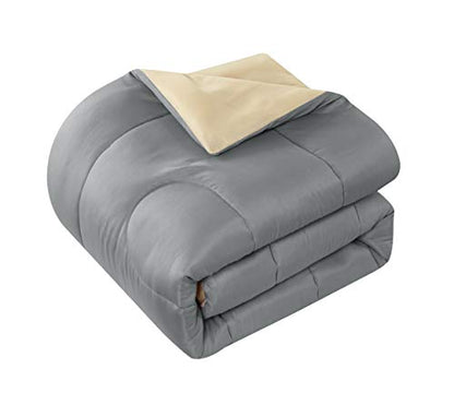 Idea Nuova Casa 7-Piece Solid Reversible Comforter Set with Bonus Sheets, Dark Gray, Queen, 86"x86" - color: Dark Gray, size: Queen